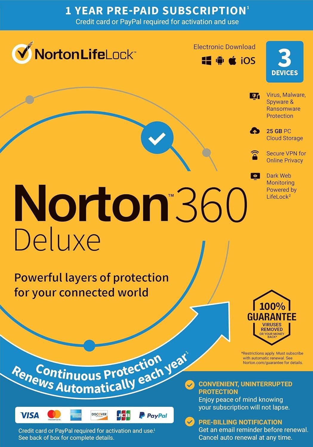 Norton 360 Deluxe, 2024 Ready: Antivirus Software for 3 Devices with Auto Renewal – Includes VPN, PC Cloud Backup